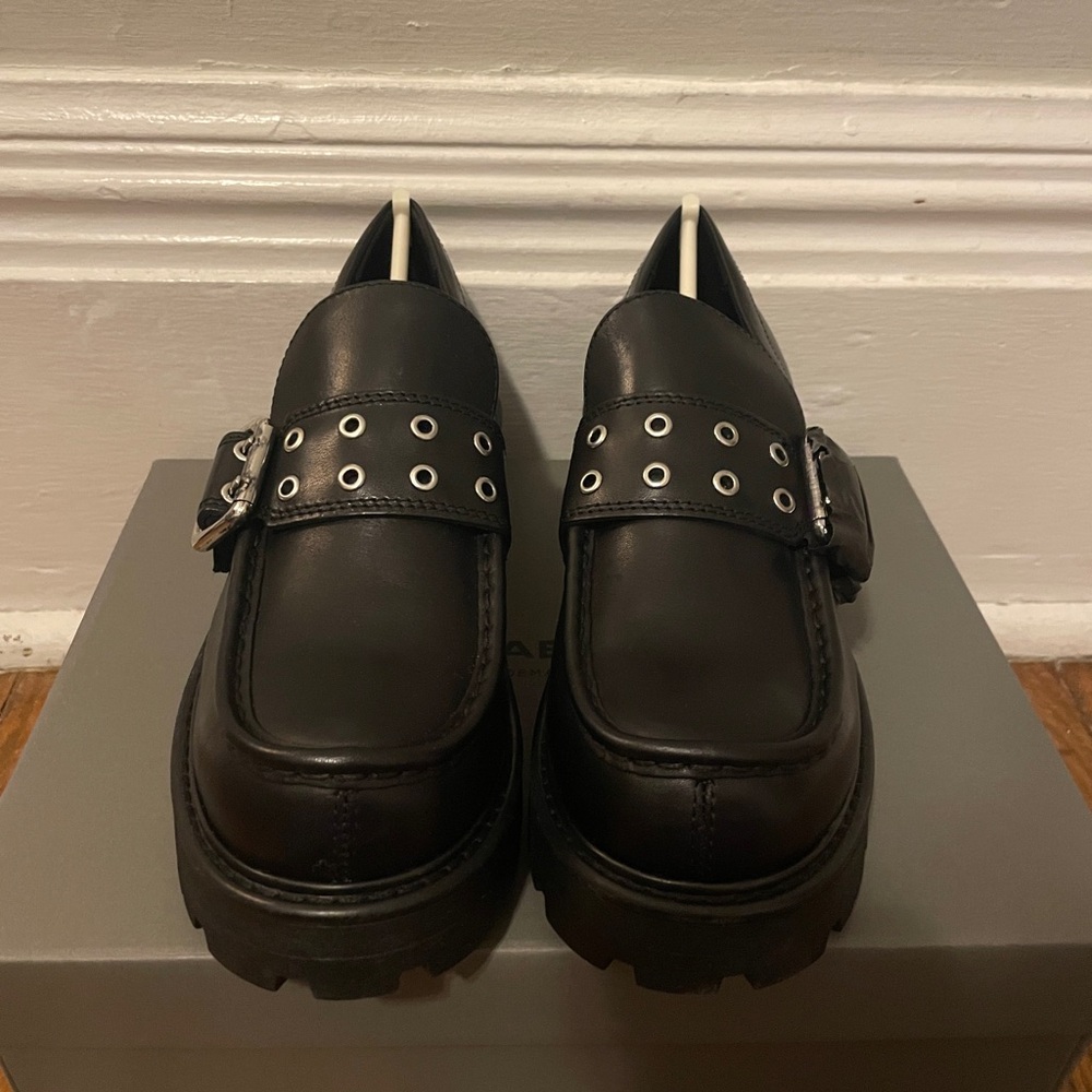 Vagabond Cosmo 2.0 Black Leather Chunky Loafers with Studs